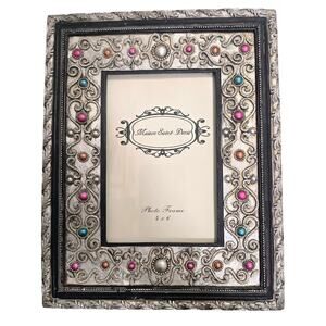 Maison Saint-Denis 4x6 Pewter Silver/Gray Frame w/Colorful Jewel-Like Accents